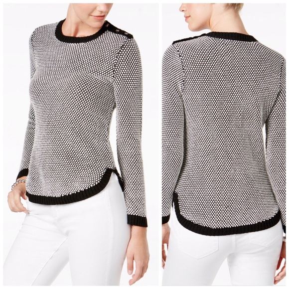 Charter Club Sweaters - Petite Size Charter Club Bi-Colored Stitch Sweater